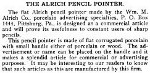 1909 Alrich pencil sharpener, Clay Record OM.jpg (88226 bytes)